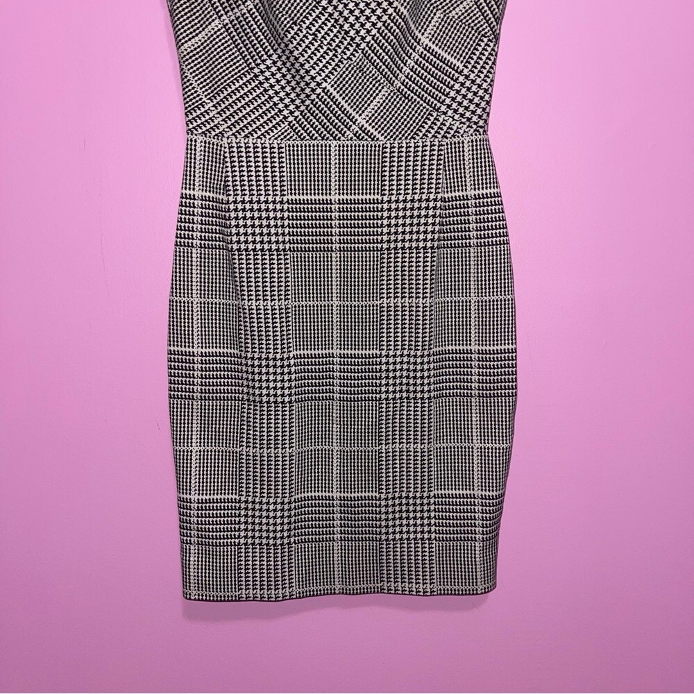 Reiss Dress Women's Size 4 US Ivory Black Houndstooth‎ Check Asymmetric Tailored - Picture 6 of 13